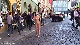 Exciting exhibitionist encounter with lustful women baring it all in public