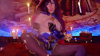 Mona Megistus's rent payment with sensual cosplay and toys